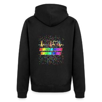 EKG Kurve - Herzkurve - Puls - Karneval - Konfetti - Unisex Premium Bio Zip Hoodie - Schwarz - Hinten - Nico (187cm)