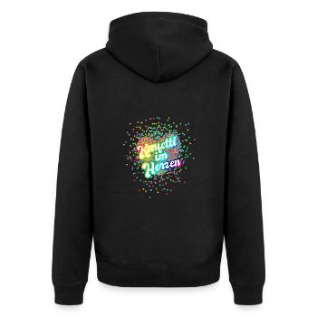 Fastnacht - Karneval - Kostüm - Konfetti im Herzen - Unisex Premium Bio Zip Hoodie - Schwarz - Hinten - Nico (187cm)