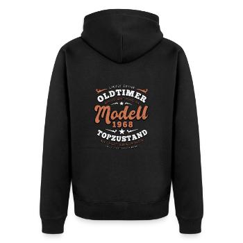 Oldtimer Modell 1968 - Geburtstag - Jahrgang - Unisex Premium Bio Zip Hoodie - Schwarz - Hinten - Nico (187cm)