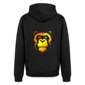 Fastnacht - Karneval - Kostüm - Spruch - Affe - Unisex Premium Bio Zip Hoodie - Schwarz - Hinten - Nico (187cm)