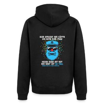 Fastnacht - Karneval - Kapitän sucht Frau - Spruch - Unisex Premium Bio Zip Hoodie - Schwarz - Hinten - Nico (187cm)