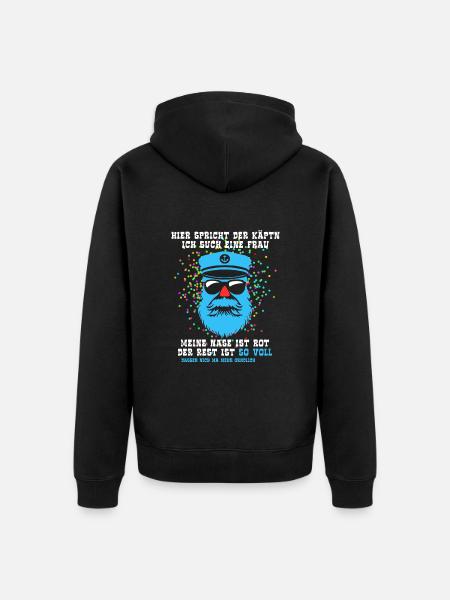 Fastnacht - Karneval - Kapitän sucht Frau - Spruch - Unisex Premium Bio Zip Hoodie - Schwarz