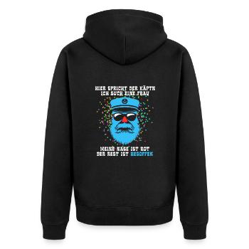 Fastnacht - Karneval - Kapitän sucht Frau - Spruch - Unisex Premium Bio Zip Hoodie - Schwarz - Hinten - Nico (187cm)