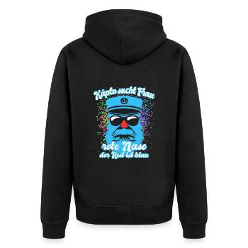 Fastnacht - Fasching - Karneval - Kapitän - Spruch - Unisex Premium Bio Zip Hoodie - Schwarz - Hinten - Nico (187cm)
