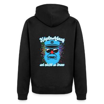 Fastnacht - Karneval - Kapitän Alaaf - Spruch - Unisex Premium Bio Zip Hoodie - Schwarz - Hinten - Nico (187cm)