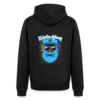 Fastnacht - Karneval - Kapitän Alaaf - Spruch - Unisex Premium Bio Zip Hoodie - Schwarz - Hinten - Nico (187cm)