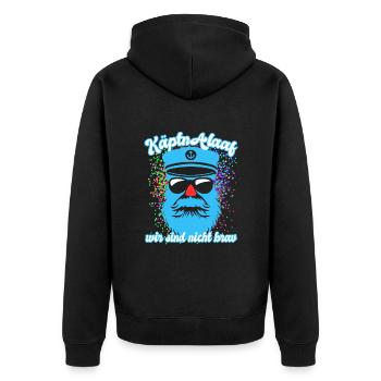 Fastnacht - Karneval - Kapitän Alaaf - Spruch - Unisex Premium Bio Zip Hoodie - Schwarz - Hinten - Nico (187cm)