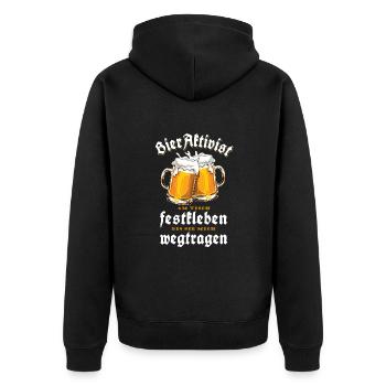 Bieraktivist - Bier - Festzelt - wegtragen - Unisex Premium Bio Zip Hoodie - Schwarz - Hinten - Nico (187cm)