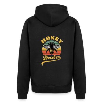Bienenflüsterer - Biene - Imker- Honig Dealer - Unisex Premium Bio Zip Hoodie - Schwarz - Hinten - Nico (187cm)