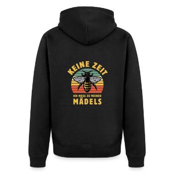 Bienenflüsterer - Biene - Imker Honig keine Zeit - Unisex Premium Bio Zip Hoodie - Schwarz - Hinten - Nico (187cm)