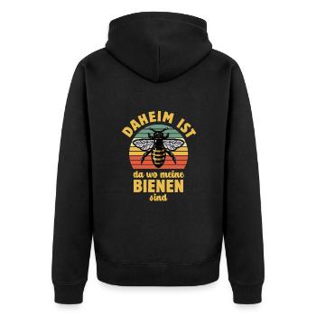 Bienenflüsterer - Biene - Imker- Honig - Unisex Premium Bio Zip Hoodie - Schwarz - Hinten - Nico (187cm)