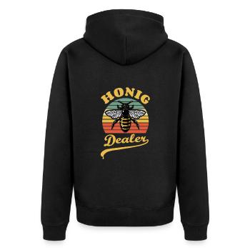 Bienenflüsterer - Biene - Imker- Honig Dealer - Unisex Premium Bio Zip Hoodie - Schwarz - Hinten - Nico (187cm)