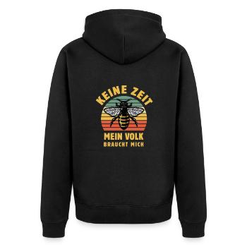 Keine Zeit mein Volk braucht mich - Imker - Unisex Premium Bio Zip Hoodie - Schwarz - Hinten - Nico (187cm)