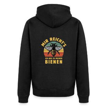 Bienenflüsterer - Biene - Imker- Mir reicht's - Unisex Premium Bio Zip Hoodie - Schwarz - Hinten - Nico (187cm)