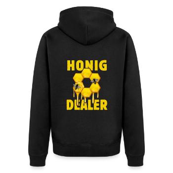 Bienenflüsterer - Biene - Imker- Honigdealer - Unisex Premium Bio Zip Hoodie - Schwarz - Hinten - Nico (187cm)