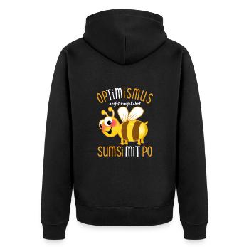 Bienen Sumsi mit Po - Optimismus Wortspiel - Unisex Premium Bio Zip Hoodie - Schwarz - Hinten - Nico (187cm)