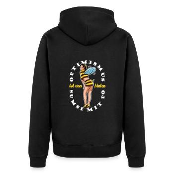 Sumsi mit Po Optimismus - flotte Biene von hinten - Unisex Premium Bio Zip Hoodie - Schwarz - Hinten - Nico (187cm)