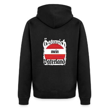 Österreich - Vaterland - Patriot - Heimatliebe - Unisex Premium Bio Zip Hoodie - Schwarz - Hinten - Nico (187cm)