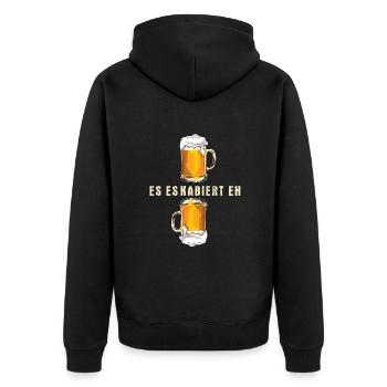Es eskaliert eh - Party - Saufen - Spruch - Unisex Premium Bio Zip Hoodie - Schwarz - Hinten - Nico (187cm)