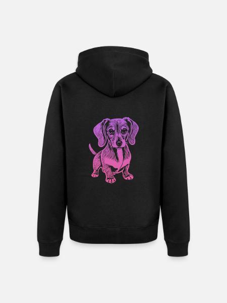 Teckel, mon fidèle compagnon - chiot - Veste à capuche bio Premium Unisexe - noir