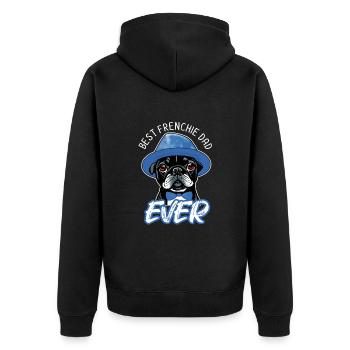 Cheeky Bulldog, my faithful companion - Funny - Unisex Premium Organic Zip Hoodie - black - Back - Nico (187cm)