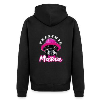 Cheeky Bulldog Mama, my faithful companion - Funny - Unisex Premium Organic Zip Hoodie - black - Back - Nico (187cm)