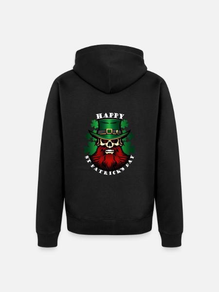 Bonne Saint-Patrick - Leprechaun - Shamrock - Veste à capuche bio Premium Unisexe - noir