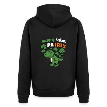 St Patrick's Day - Pun - Shamrock - Unisex Premium Organic Zip Hoodie - black - Back - Nico (187cm)