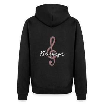 Klangkörper - Musik - Chor - Orchester - Dirigent - Unisex Premium Bio Zip Hoodie - Schwarz - Hinten - Nico (187cm)