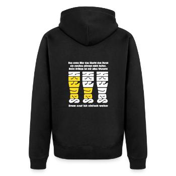 Durst - Bier trinken - saufen - Gedicht - Unisex Premium Bio Zip Hoodie - Schwarz - Hinten - Nico (187cm)