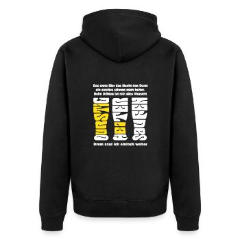 Durst - Bier trinken - saufen - Gedicht - Unisex Premium Bio Zip Hoodie - Schwarz - Hinten - Nico (187cm)