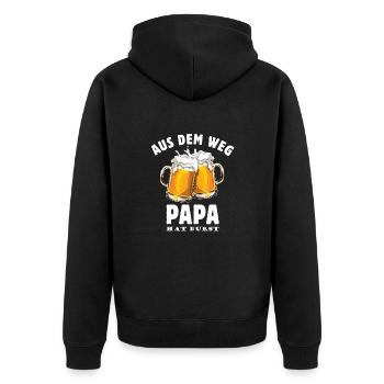 Vatertag Papa hat Durst - Bier trinken - Männertag - Unisex Premium Bio Zip Hoodie - Schwarz - Hinten - Nico (187cm)