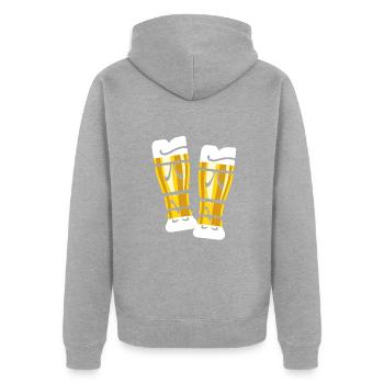 Durst - Bier trinken - Weizenbier - anstoßen - Unisex Premium Bio Zip Hoodie - Grau meliert - Hinten - Nico (187cm)