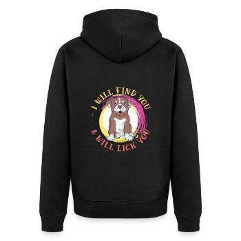 cute dog pooch funny saying sayings - Unisex Premium Organic Zip Hoodie - black - Back - Nico (187cm)