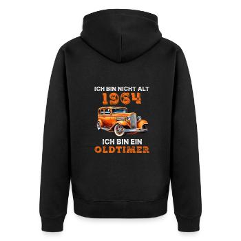 1964 Geburtstag Oldtimer Auto Spruch - Unisex Premium Bio Zip Hoodie - Schwarz - Hinten - Nico (187cm)