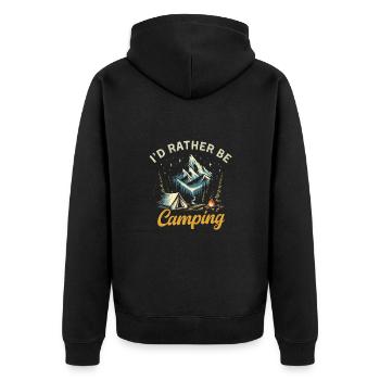 Ich würde lieber campen - Unisex Premium Bio Zip Hoodie - Schwarz - Hinten - Nico (187cm)