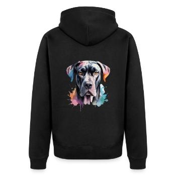 Deutsche Dogge Deutsche Dogge Hund Cool Groß - Unisex Premium Bio Zip Hoodie - Schwarz - Hinten - Nico (187cm)