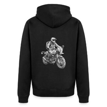 Adventurbike motorcyclists ! Adventure & Travel - Unisex Premium Organic Zip Hoodie - black - Back - Nico (187cm)