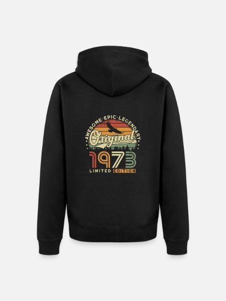 1973 Jahrgang Geburtstag Vintage retro Geschenk - Premium økologisk unisex-hættejakke - sort