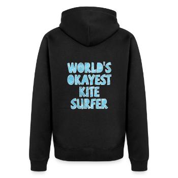 World's Okayest Kite Surfer Light Blue - Unisex Premium Organic Zip Hoodie - black - Back - Nico (187cm)