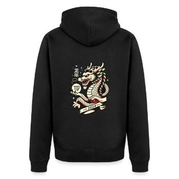 Zodiaque Vierge Année du Zodiaque Dragon - Veste à capuche bio Premium Unisexe - noir - Dos - Nico (187cm)