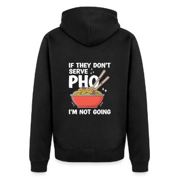 Funny Pho Soup Noodles Lover - Unisex Premium Organic Zip Hoodie - black - Back - Nico (187cm)