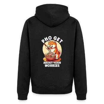 Funny Pho Shiba Inu - Unisex Premium Organic Zip Hoodie - black - Back - Nico (187cm)