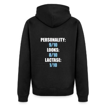 Drôle d’intolérant au lactose - Veste à capuche bio Premium Unisexe - noir - Dos - Nico (187cm)