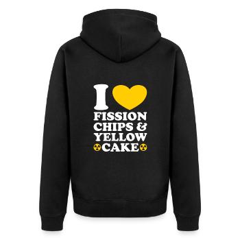 Lustige Strahlung Lustiger Nuklearingenieur - Unisex Premium Bio Zip Hoodie - Schwarz - Hinten - Nico (187cm)