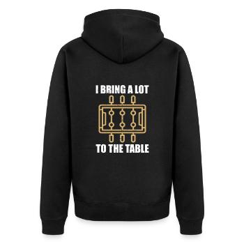 Tischfußball Lustiger Tischfußball - Unisex Premium Bio Zip Hoodie - Schwarz - Hinten - Nico (187cm)