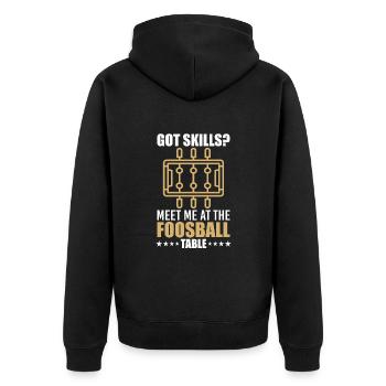 Tischfußball Tischfußball Lustiger Tischfußball - Unisex Premium Bio Zip Hoodie - Schwarz - Hinten - Nico (187cm)