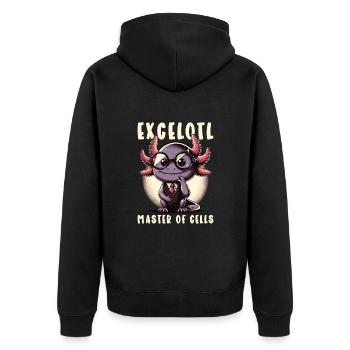 Excelotl Geeky Tabellenkalkulation Axolotl - Unisex Premium Bio Zip Hoodie - Schwarz - Hinten - Nico (187cm)