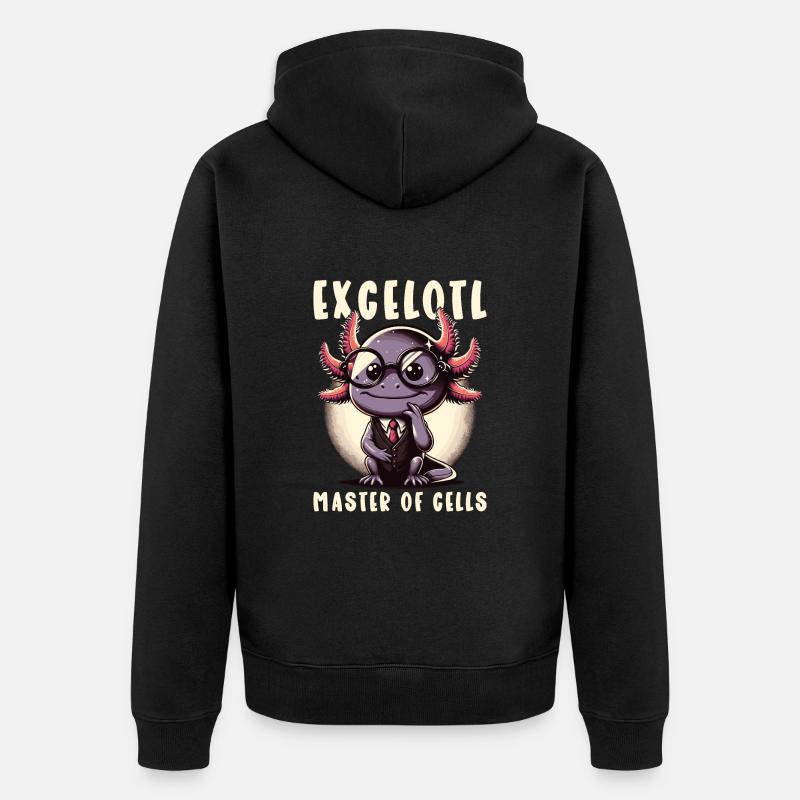 Excelotl Geeky Tableur Axolotl - Veste à capuche bio Premium Unisexe - noir