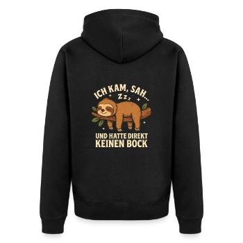 Faultier Geschenk Sloth Büro Arbeitskollege - Unisex Premium Bio Zip Hoodie - Schwarz - Hinten - Nico (187cm)